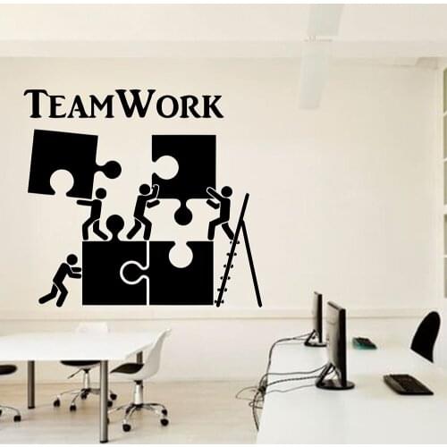 Office Wall Decal Idea Teamwork Inspire Business Worker Office Studio Interior Decor Motivation Door Window Vinyl Stickers Q761