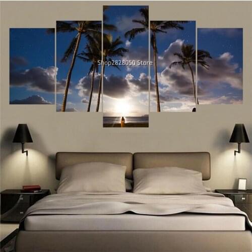 Canvas Wall Art Hawaii Tropical Style Landscape Waterproof Ink Picture Spray Paintings Modern Home Decoration New Product
