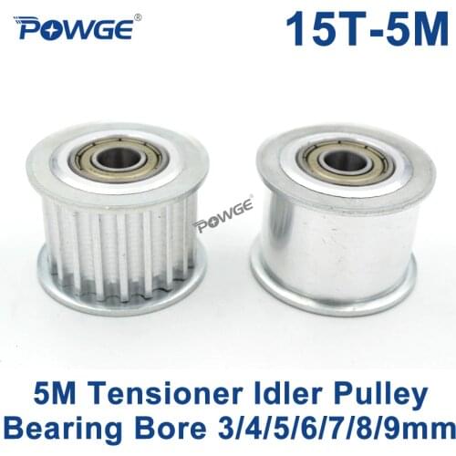 POWGE 15 Teeth 5M Idler Pulley Tensioner Wheel Bore 3/4/5/6/7/8/9mm with Bearing Guide 5M synchronous pulley HTD5M 15teeth 15T