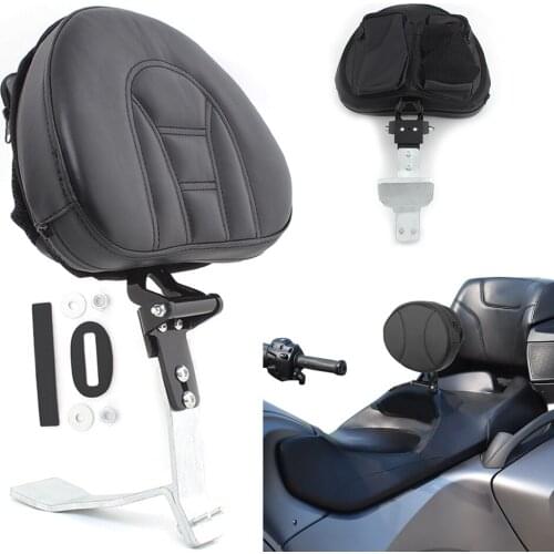 Motorcycle Driver Backrest Pad Black Rider Backrest Adjustable Storage Pouch Drink Bag For Can-am Can Am 10-19 Spyder RT Seat