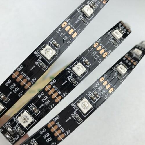 GS8208(similar to WS2811 WS2813)DC12V addressable full color RGB 5050 LED strip;30leds/m;5m;non-waterproof;IP33;BLACK PCB