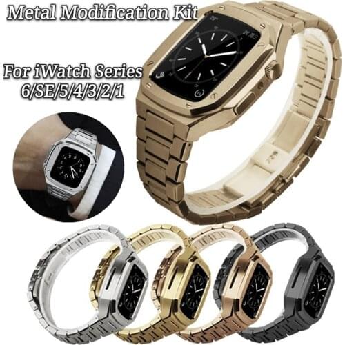 Stainless Steel Band Set Modification for Apple Watch Band 40mm 44mm 42mm 38mm Metal Watch Case for IWatch Series6 SE 5 4 3 2 1