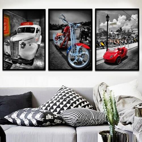SVITY Modern Canvas Painting Small Car Motorcycle Poster Art Wall Unframed Picture For Living Room Study Room Home Decor FA736