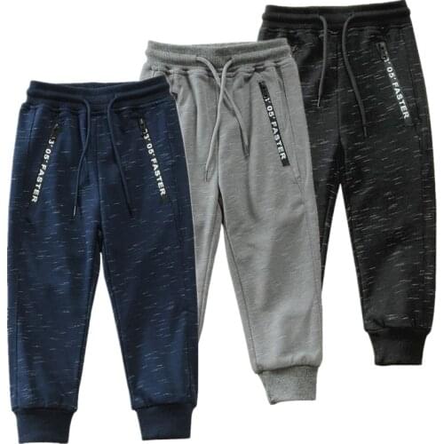 Boys Sweatpants Zipper Pocket Design Kids Knitted Running Pants For Teen Boy 3-14 Years Children Sport Trousers LM075