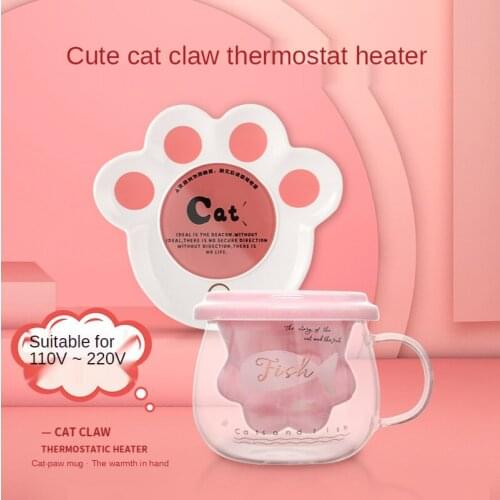 Glass female water glass tea tea independent cute cats paw with handle high temperature glass monolayer large capacity