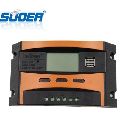 Suoer【 PWM Charge Controller 】Double USB Interfaces solar controller 10A 12V 24V Solar Charger Controller (ST-C1210)