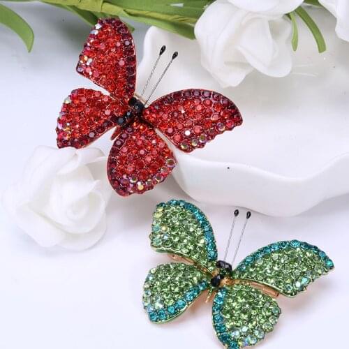 2020 Full Rhinestone Butterfly Pins Vintage Enamel Brooch for Lady Gift Dress Scarf Decor Jewelry Accessories