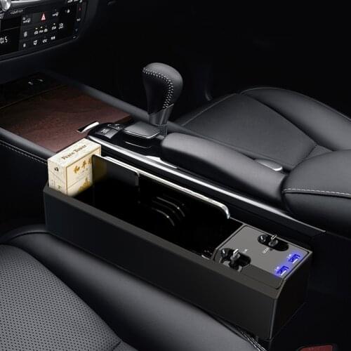 Car Seat Gap Box Interior Seat Side Organizer Auto Seat Crevice Storage Dual USB Charger With Cable Pocket Box Auto Accessories