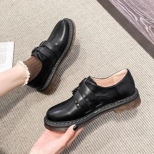 Autumn Fashion Female Shallow Mouth Double Ankle Strap Leather Plus Size Flats Shoes for Women