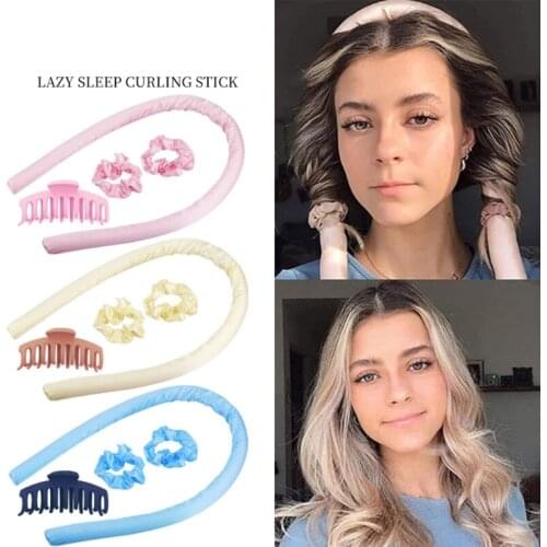 1 Set Heatless Hair Curlers for Long Hair to Sleep in Overnight No Heat Curls Headband Rollers Curling