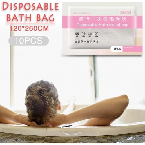 10 PCS Per Set Travel Disposable Bathing Bag Thickened Bathtub Cover Wooden Cask Bag SPA Plastic Bathtub Film Bathing Bag