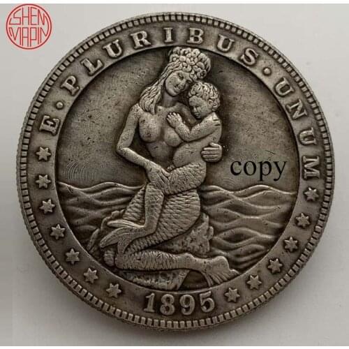 1895 Mermaid Hobo Nickel Coin Morgan Dollar Copy Coin Tramp Copper Coins Collectibles