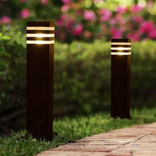 2 pieces outdoor waterproof modern square garden park LED light 110V 120V 220V 230V 240V 12V 24V LED lawn post light outdoor