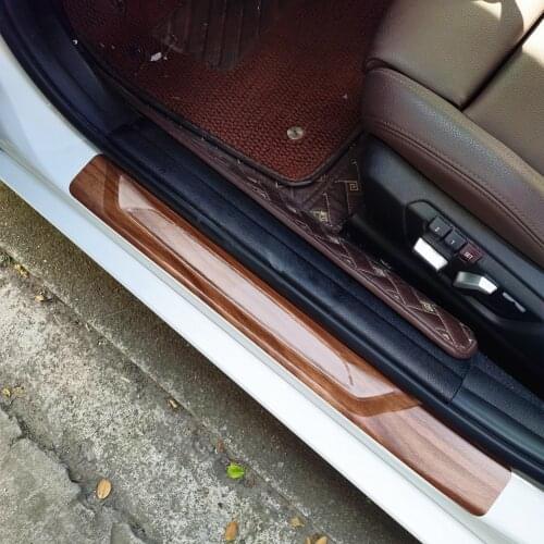 4pcs Universal Wood Grain PVC Car Door Sill Stickers Anti Kick Scratch Sticker Car Automobile Supplies Accessaries