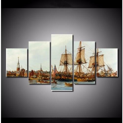 5 Pieces/set Alfred ship Wall Art For Wall Decor Home Decoration Picture Paint on Canvas Prints Painting for Living Room