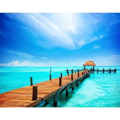 5D DIY Diamond Painting Landscape Ocean Cross Stitch Patterns Full Drill Resin Diamond Painting kits for Embroidery with Beads