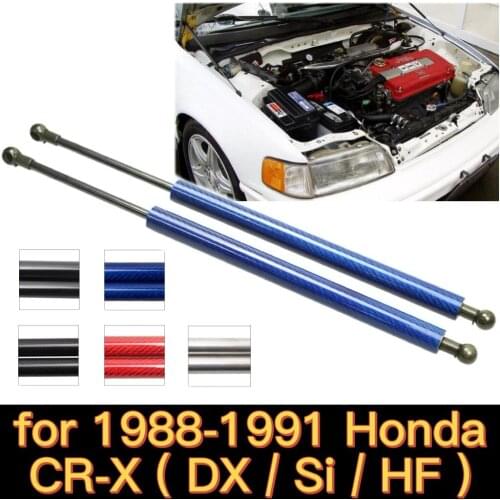For 1988-1991 Honda CR-X CRX DX/Si/HF Modify Accessories Front Hood Bonnet Gas Struts Lift Support Shock Damper Rod Carbon Fiber