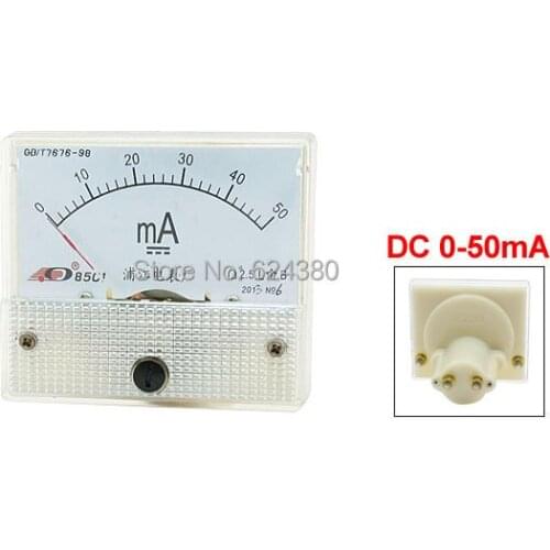 DC 0-50mA 50mA Analog Ammeter Panel AMP Current Meter Gauge 85L1 Amperemeter