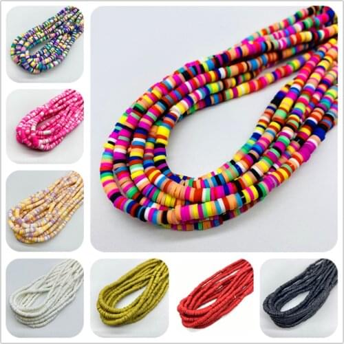 400pcs 16inch 4mm Clay Beads Flat Round Clay Polymer Loose Spacer Beads For Jewelry Making DIY Handmade Charms Bracelet