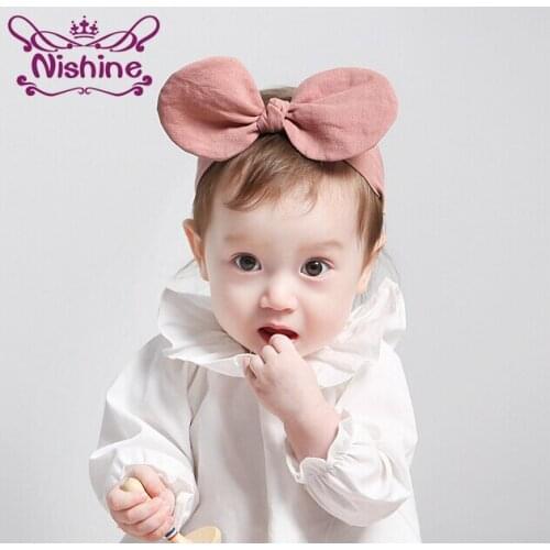 Nishine Rabbit Bunny Ears Girls Kids Bow Headbands Hair Accessories Children Hair Turban Headwrap Headdress