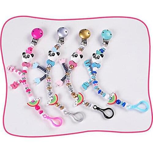 New personality Panda pacifier chain Baby Pacifier Clips Funny Pacifier Chain With Pacifier Holder chews toy