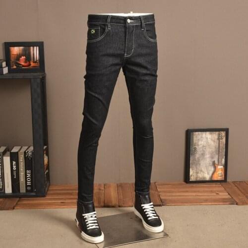 2021 New Black Jeans Men Fashion Slim Fit Pencil Pants Casual Stretch Denim Trousers