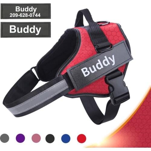 Customized Dog Harness ID Patch Reflective Breathable Adjustable Pet Harness For Dog NO PULL Pet Outdoor Harness Pet Supplies