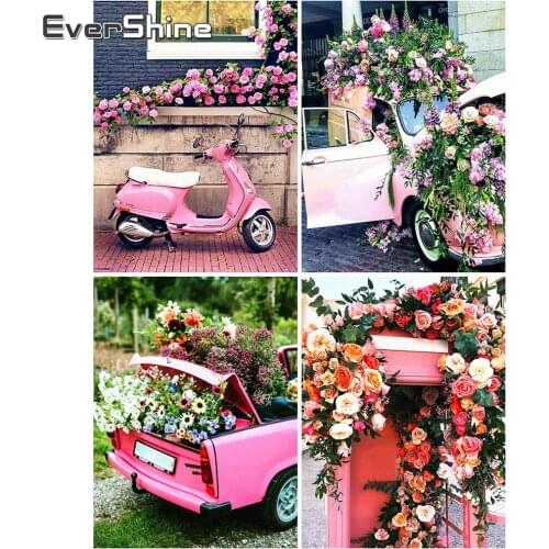 EverShine Diamond Embroidery Landscape 5D Diamond Painting Car Full Drill Square Flower Picture Mosaic Cross Stitch Home Decor