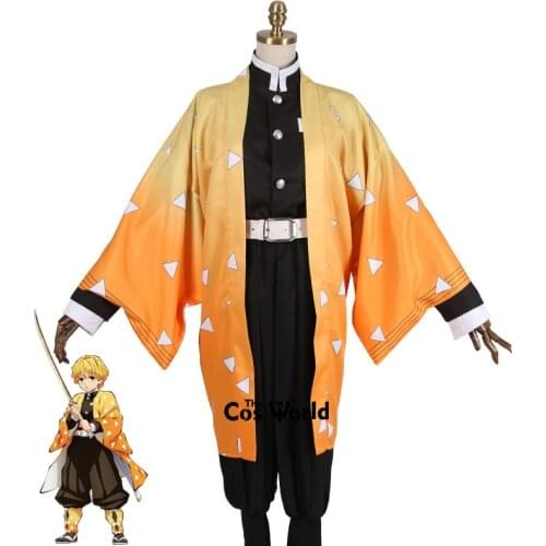 Demon Slayer: Kimetsu no Yaiba Agatsuma Zenitsu Kimono Yukata Uniform Outfit Anime Cosplay Costumes