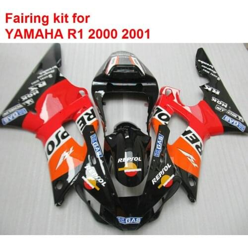 Bodywork kit for Yamaha YZFR1 2000 2001 black red motorcycle fairings set YZF R1 00 01 BA62