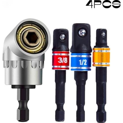 Z&Y 3Pcs 1/4" 3/8" 1/2" Impact Grade Driver Socket Adapter Extension Set With 105 Degree Right Angle Screwdriver set