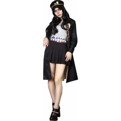 JoJos Bizarre Adventure Kujo Jotaro Cosplay Leather Cosplay Costume with hat female version