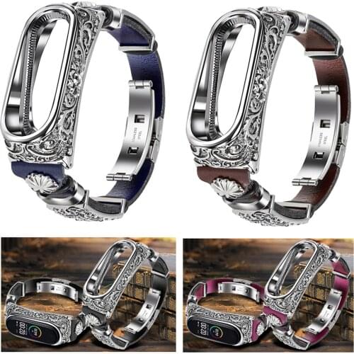 For Xiaomi Mi Band 5 4 3 Wrist Band Replacement Retro Leather Bracelet Strap For Mi Band 5/4/3 Wristband
