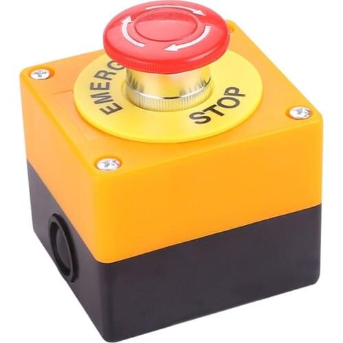 LAY37-11ZS Mushroom Emergency Stop Button Plastic Shell Red Sign Push Button Switch DPST AC 660V 10A NO+NC