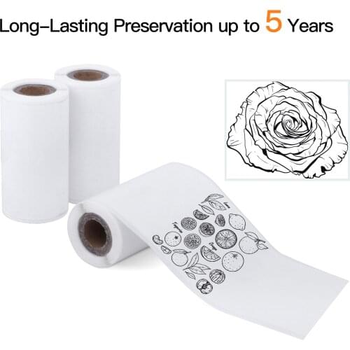 Makeid 3 Rolls Self-Adhesive Thermal Paper Roll 57*30mm Photo Paper BPA-Free Long-Lasting 5 Years for Pocket Thermal Printer