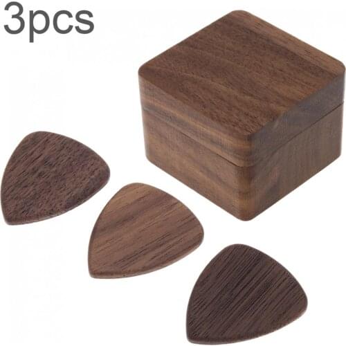 Guitar Picks Wood Material Guitar Picks Plectrum with Wood Box for Acoustic Bass Electric Guitars Ukulele