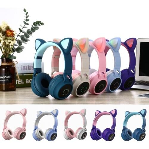 Cute Game Headset Wireless BT LED Stereo Headphone Foldable Headphones Strong Compatibility Earphones