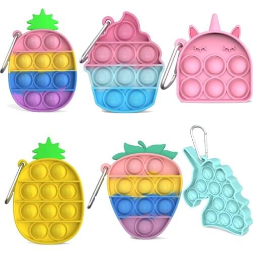 Mini push pops bubblesfidget its simple dimple toy keychain sensory anti stress relief anxiety autism adhd depression for adults