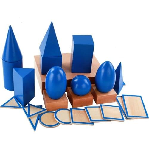 Large 3D Shapes Geometric Solids Wooden Montessori Geometry Set Toys Math Games Toys Blocks Kids Preschool Learning Toys Gifts