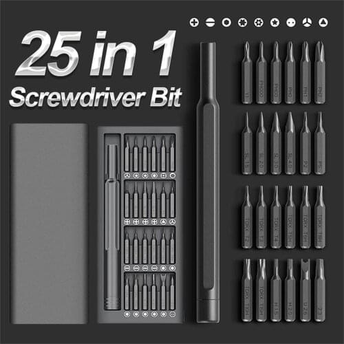 Screwdriver Kit 24 Precision Magnetic Bits DIY Dismountable Screwdriver Set Mini Tool Case for Smart Home PC Phone Repair