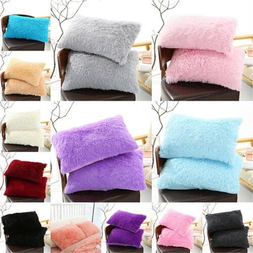 Faux Fur Fluffy Plush Throw Pillow Cases Shaggy Soft Chair Sofa Cushion Cover Home Sofa Room Car Decor