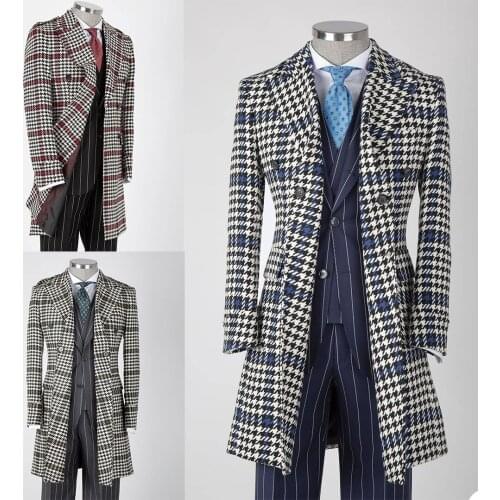 Latest Fashion Men Suit High Quality Long Length Check Handsome Coat Bussiness Office Party Prom Blazer 1 Piece