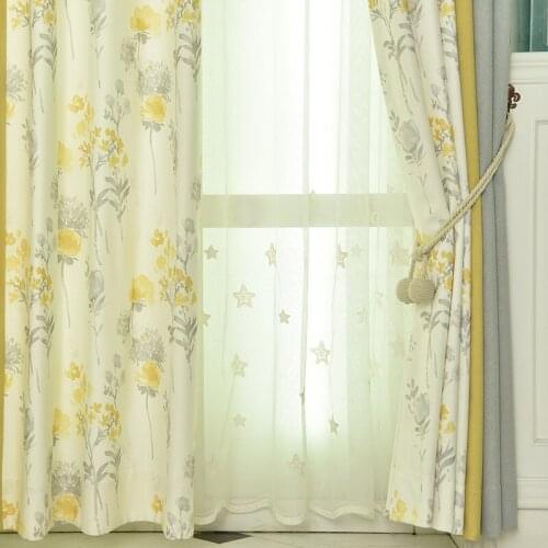 Simple Modern Pastoral Cotton and Linen Shading Printing Curtains for Living Room Bedromm Windows Valance French Window