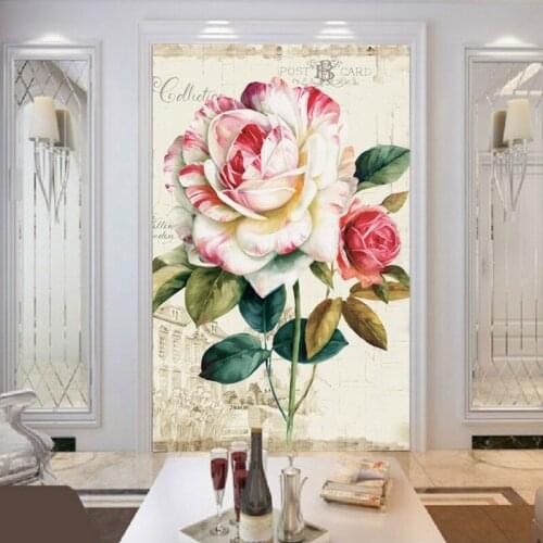 Drop Shipping Photo Wallpaper Beautiful Rose Flower European Painting Background Murals Conference Room Decorative Wallpaper