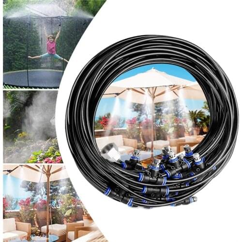 Water Misting Cooling System Kit Summer Sprinkler Brass Nozzle Outdoor Garden Greenhouse Park Plants Spray Hose Watering