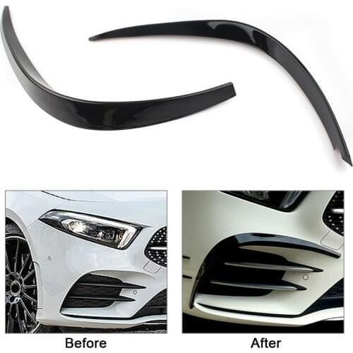 2PCS ABS Car Front Bumper Splitter Spoiler Canard Trims For Mercedes Benz 2019 2020 W177 A-Class A180 A200 A220 A260 A35 AMG