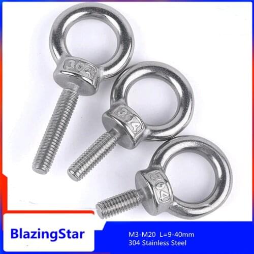 1PCS M3-M20 304 Stainless Steel Extension Eyebolt Lifting Eye Lifting Eyebolt L=9-40mm