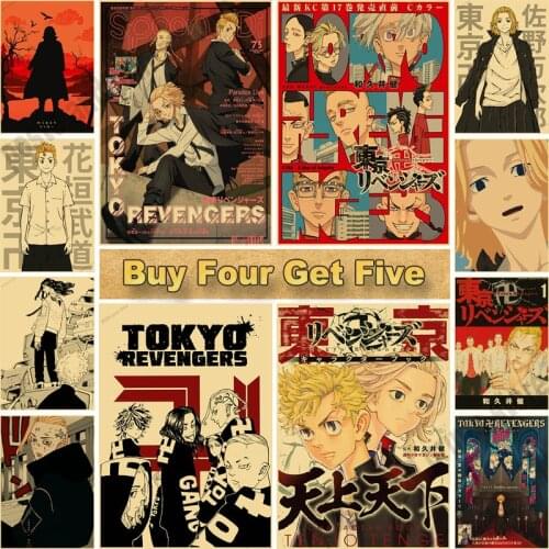 Vintage Anime Poster Tokyo Revengers Retro Kraft Paper Posters Modern Home Decor Art Painting Living Room Bar Wall Stickers