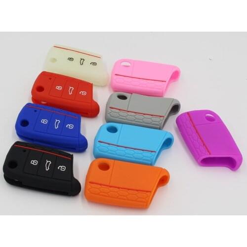 High-quality Silicone Key Case Cover For Volkswagen VW Golf 7 GTI MK7 Skoda Octavia A7 Key Portect Case Car-styling Fild 3Button