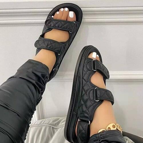 Womens Shoes Summer Sandals Woman Student Roman Open Toe Shoes Rhinestones Ladies Flat Shoe Comfort Beach Sandal 2021 Big Size